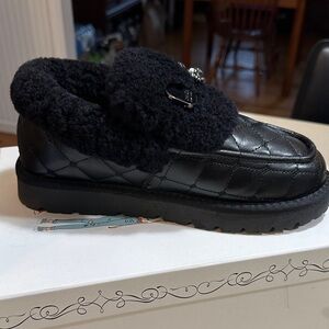 Lanza Genuine Leather Wool Lines Loafers